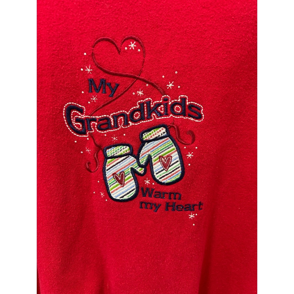 M&C Sportswear Red My Grandkids Warm My Heart Embroidered Sweatshirt Medium